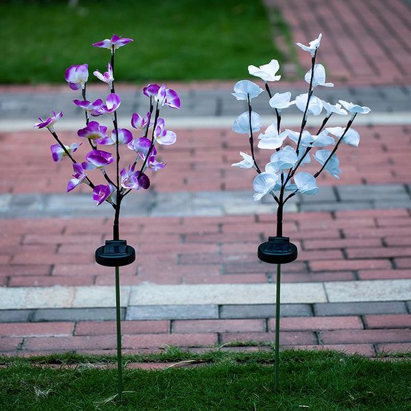 

lawn lamps solar phalaenopsis light led artificial flower lamp luminous outdoor landscape decoration for garden courtyard gq