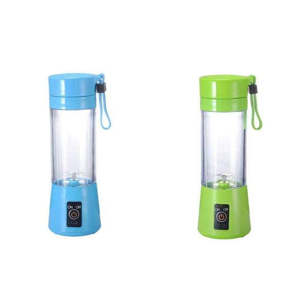 

blender 2set electric fruit juicer portable handheld usb personal milk smoothie maker mixer cup blue & green