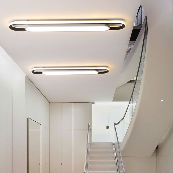 

2021 new brilho 400/600/800mm modern led lustre para quarto foyer carridor pintado de preto + branco luminrias 90-260v l6cy