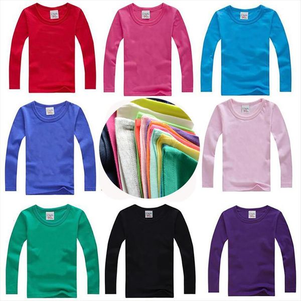 

boys girls long sleeve t shirts for children cotton solid shirt kids baby clothes 2 9 yrs, Blue