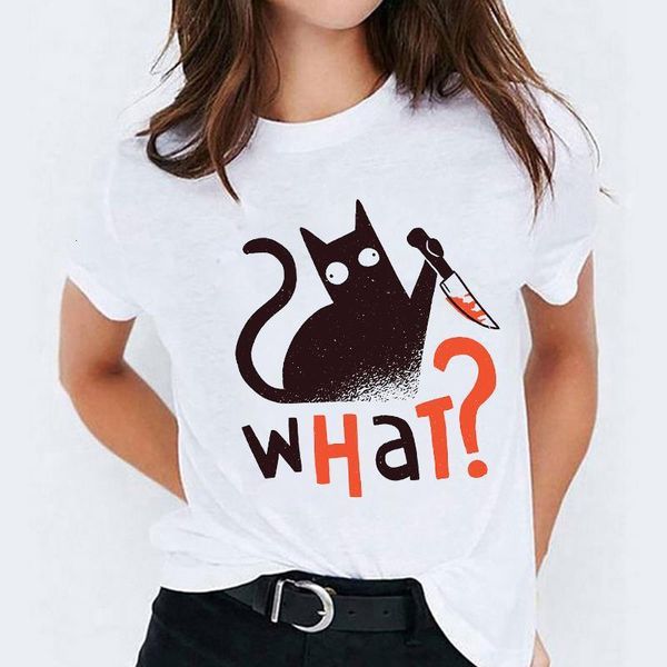 

t-shirts for women cat short sleeve cartoon clothing halloween print lady womens graphic t shirt ladies female tee t-shirt, White