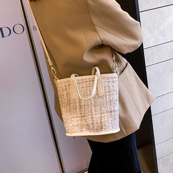

cross body handbags texture fashion messenger bag women woolen purse autumn winter bucket shoulder handbag leisure daily shopping