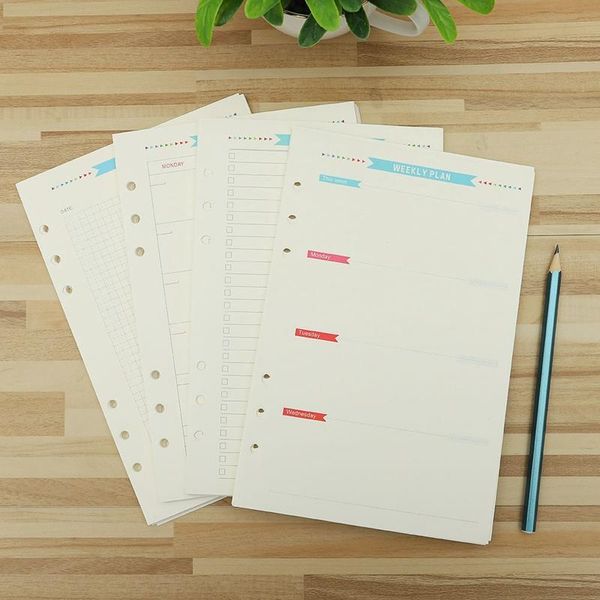 

notepads 40pcs/set 6 holes loose leaf planner notebook a5 a6 pages spiral notepad diary weekly monthly plan to do list note book, Purple;pink