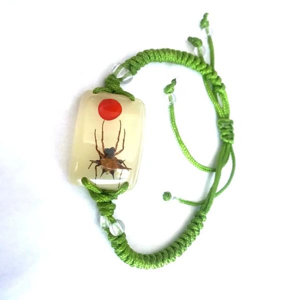 

12 pcs real red bean spider glow back bracelet charming green rope bangle, Black