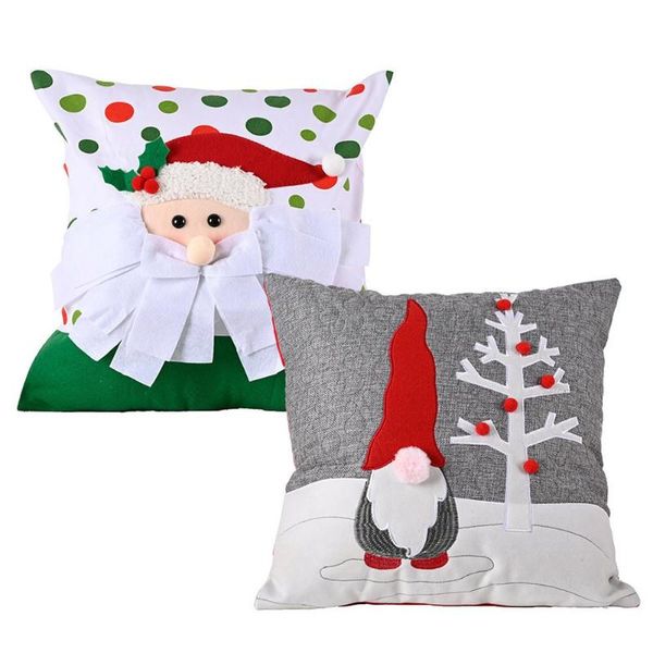 

pillow case christmas pillowcase santa claus embroidered cotton linen cushion throw cover bedroom