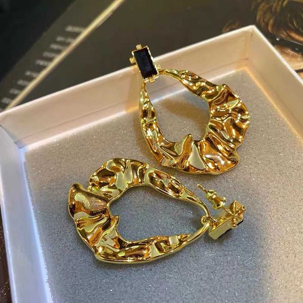 

crowd exaggerates metal curved surface irregular fold earrings big water drop earrings bright earrings personality female h6-5, Silver
