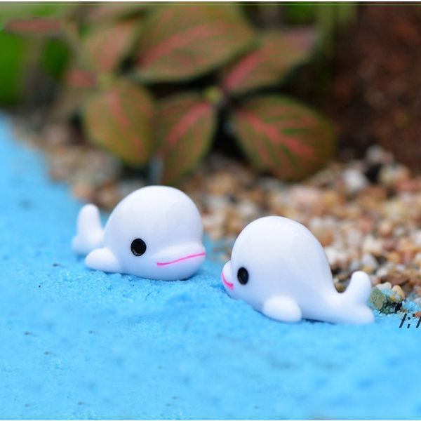 Mini Cute White Blue Dolphin DIY Material Cake Doll Accessories Whale Bonsai Handicraft Moss Terrarium Micro Landscape Fairy Garden BBE13378