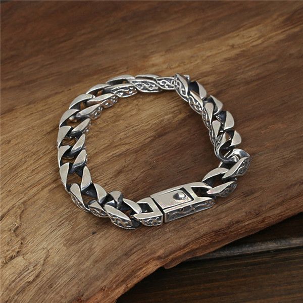 

925 sterling silver link chain bracelets 5mm american european antique handmade vintage designer luxury jewelry accessories gifts, Black