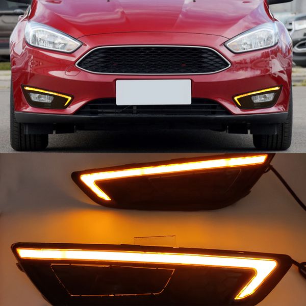 1 set LED-DRL-Gelb-Blinker-Tag-Lauf-Lichter Nebelscheinwerfer für Ford Focus 2015 2016 2017 2018