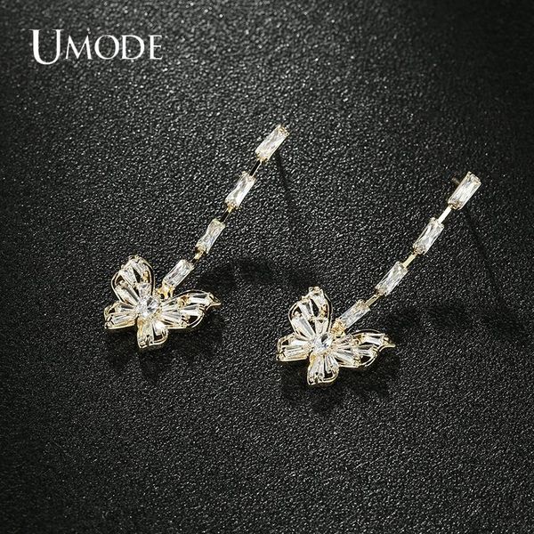 

dangle & chandelier umode drop earrings zirconia crystal butterfly hollow earring for elegant women wedding jewelry accessories ue0716, Silver