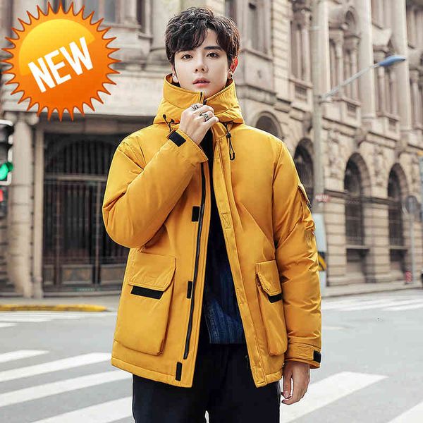 

2021 new winter coat men white duck down jacket thick warm mens outdoor parkas fashion zipper long trench windproof, Black