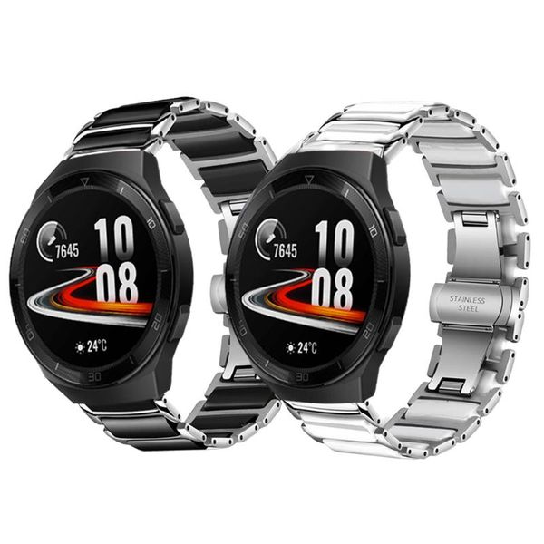 

watch bands stainless steel ceramic strap for huawei gt 2e bracelet gt2 46mm honor magic 2 magicwatch watchbands, Black;brown