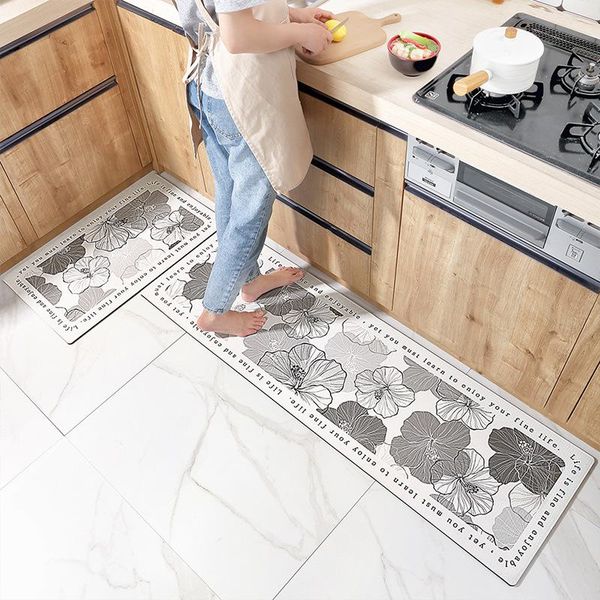 

carpets nordic kitchen mat pvc leather anti-fatigue foot waterproof and oil-proof rug non-slip long floor