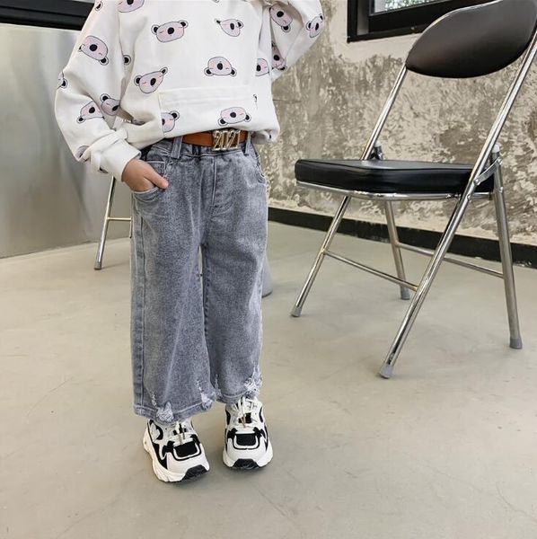 

2021 new arrival girls boys denim holes long pants spring fashion kids jean pants 1-6 years yl379, Blue