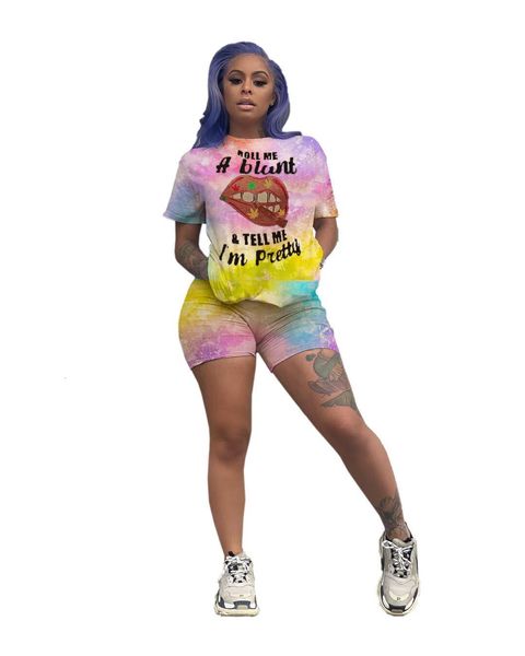 

tie dye two piece set lounge wear t shirt biker shorts set summer clothes for women tracksuit outfits vetement femme, Gray
