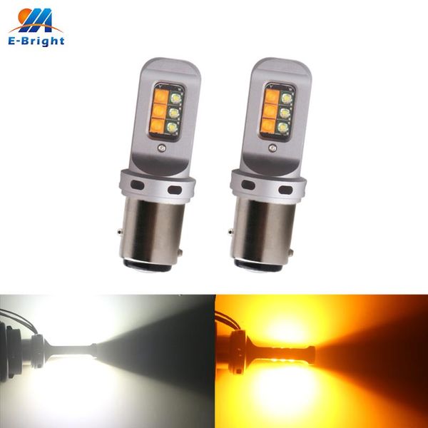 

emergency lights 2x canbus dc 12v 3535 12 smd 1157 bay15d 3157 7443 led bulbs car turn signal light drl daylight white&amber dual color no e