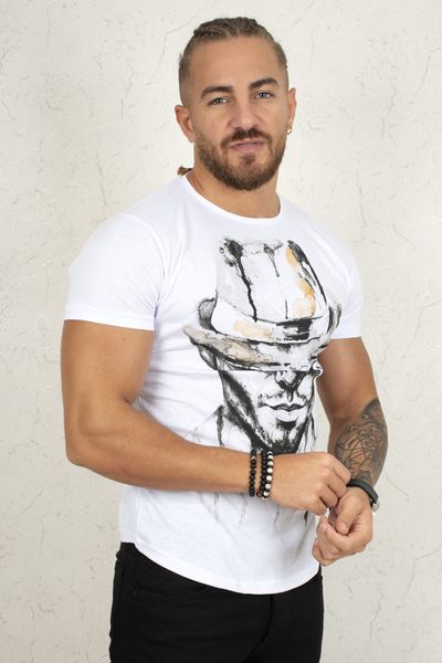 

white hat man men 's tee shirt 200 wno1, White;black
