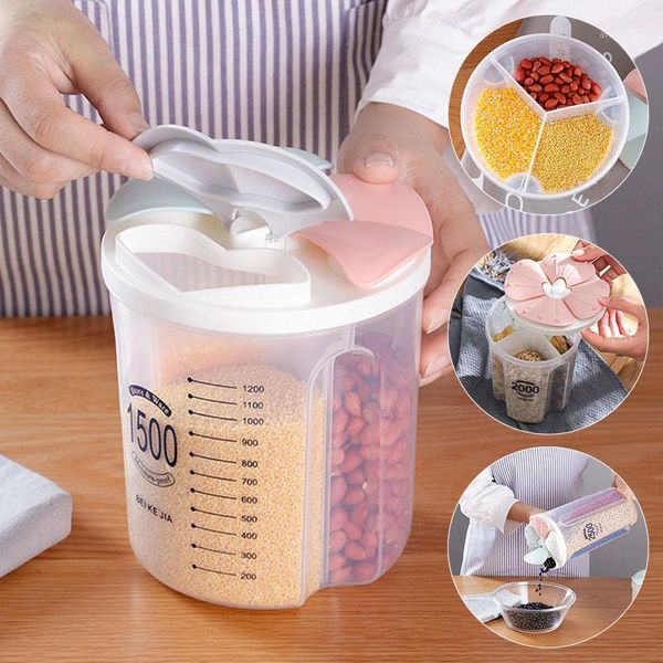 

storage bottles & jars 1pc kitchen dry box transparent airtight cereal container grade plastic sealed bottle with lid fridge