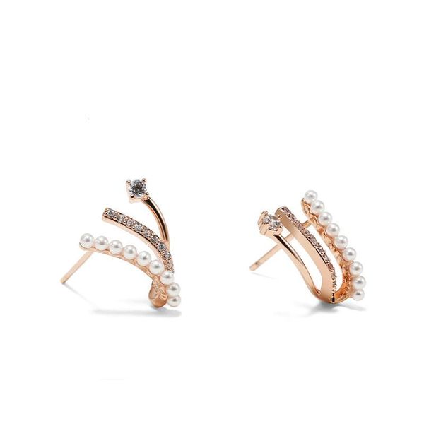 

stud fashion 925 baroque style imitation pearl earrings small chic round full for women, Golden;silver
