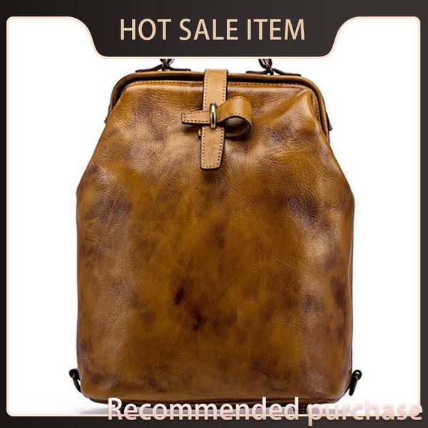 

rucksack one cowhide daypack bag travel lapbackpack leather casual brand bags schoolbag school vintage genuine luggage designer-lev hlbr, Red;black