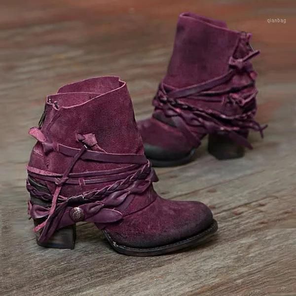 

boots round head wind 2021 winter fashion high heel 40-43 back zipper low1, Black