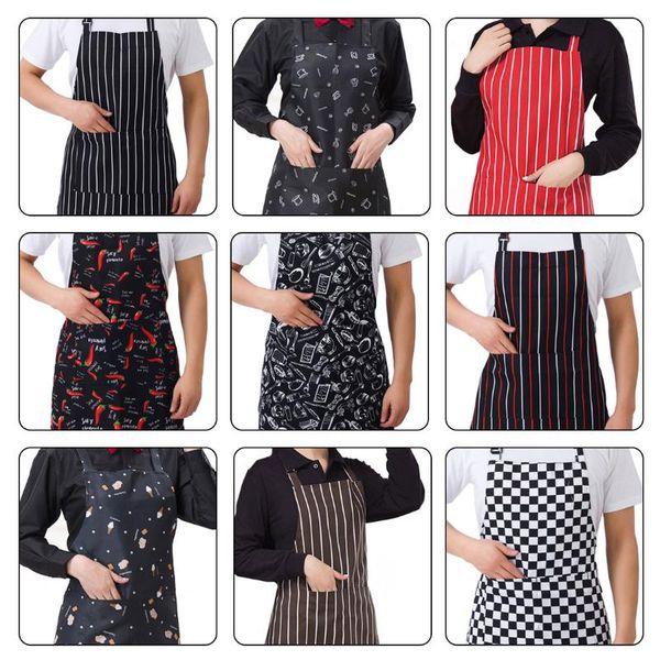 

aprons womens mens cooking chef kitchen restaurant bbq apron dress with 2 pockets simple style waiter adjustable half-length