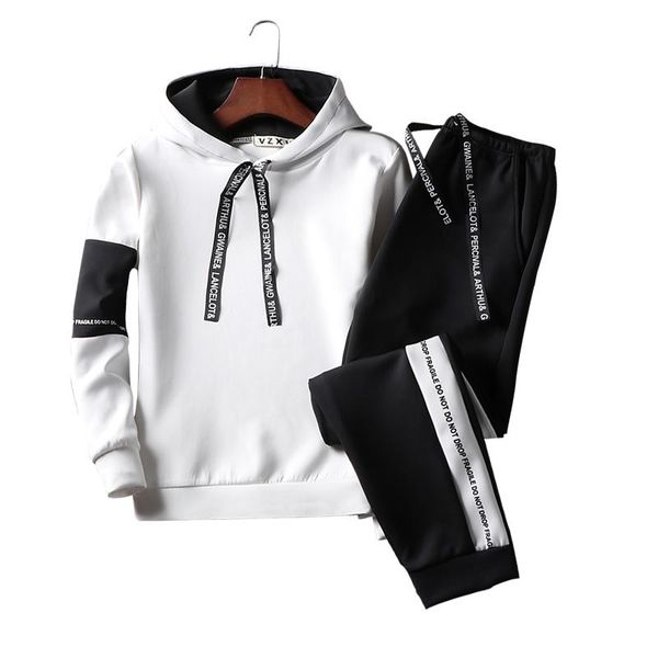 

nice casual tracksuit men sweatshirts slim men set pants suits solid long sleeved male clothing hoodie+pants sportswear, Gray