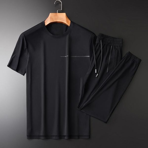 

summer mens sets (t-shirt+pants) luxury fashion jelly printed short sleeve man sets plus size 4xl mesh design mens, Gray