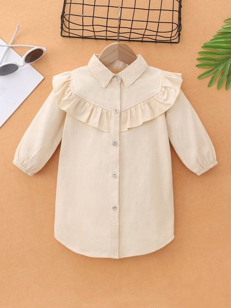 

baby ruffle trim shirt dress she, Red;yellow