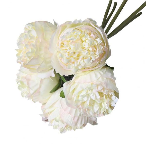 

1 bouquet 5 heads peony artificial faux silk fake flowers for home wedding decor