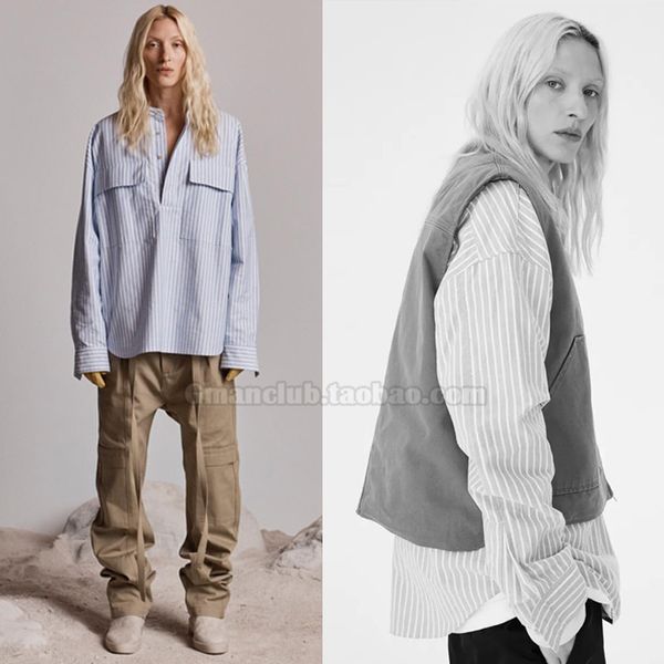 

high street independent fog fear of god 6th season main line stand collar stand collar stripe long sleeve shirt xh74, White;black