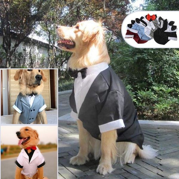 

AHUAPET Tuxedo Dog Suit For Pug Cothes arge Cothes Jacket For Dog Tuxedo Costume Big Dogs Coat Stripes Cothes Pet Appare