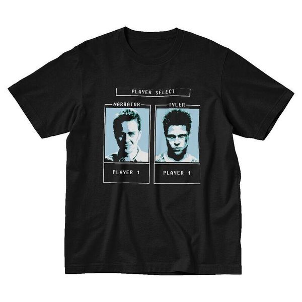 

men's t-shirts vintage fight club men t shirt cotton tee tyler durden character selection game the narrator tshirts short sleeved t-shi, White;black