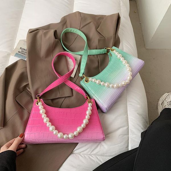 

evening bags alligator pattern gradient color shoulder underarm bag ladies retro pu handbag fashion exquisite shopping