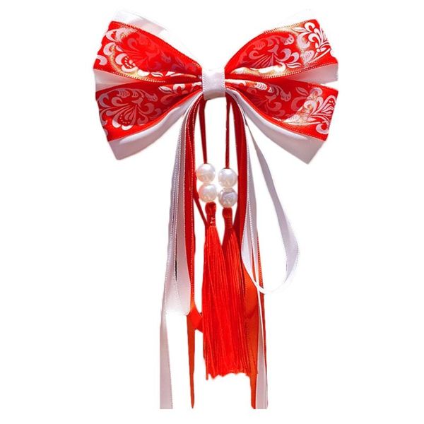 

hair accessories baby girls chinese style clips furry balls bows tassels festival barrettes f42f, Slivery;white
