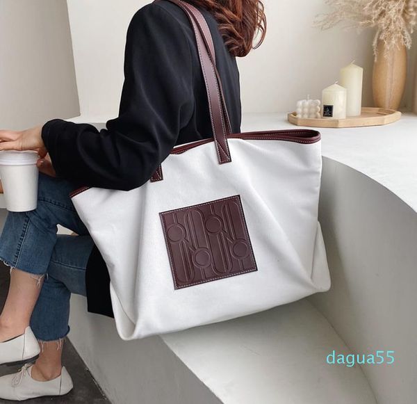 

large capacity canvas bag women 2021 fashion hit color shoulder bags art totes