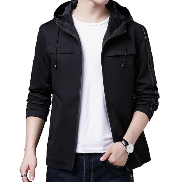 

2021 new fashion men streetwear causal bomber jacket man hooded zipper windbreaker mens sportswear coat slim fit male outwear 0ywf, Black;brown