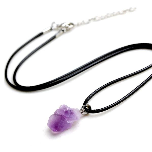 

pendant necklaces cosyoo natural stone necklace amethysts crystal irregular shape lavender energy clavicle, Silver