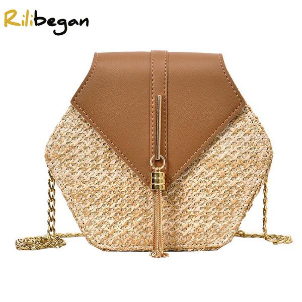 

women fashion summer beach hollow out handmade straw handle crossbody bag