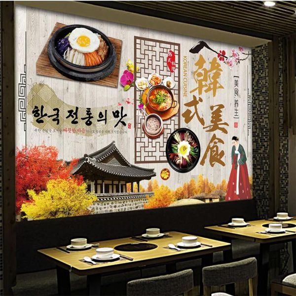 

wallpapers traditional korean cuisine wooden board textured background 3d mural wallpaper restaurant industrial decor wall paper