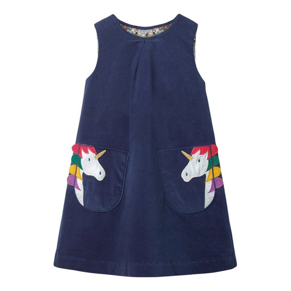 

toddler girls dress blue unicorn embriodery vest dress cotton short sleeve clothes summer denim baby girl 2-7years 2021, Red;yellow