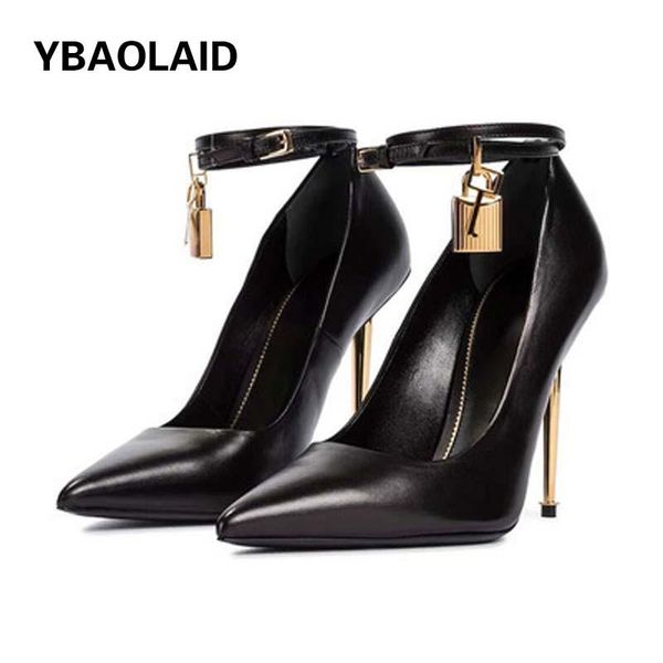 

dress shoes fashion solid color pointed metal lock buckle single shoe leopard print stiletto high-heeled women's, Black