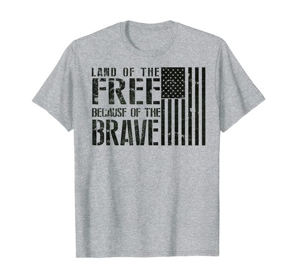 

land of the because of the brave memorial day t-shirt, White;black