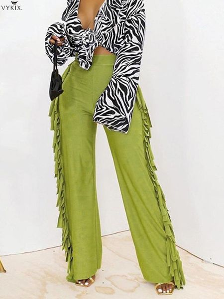 

women's pants & capris korean style white women high waist tassel wide leg loose streetwear casual 2021 autumn winter clothes trousers, Black;white