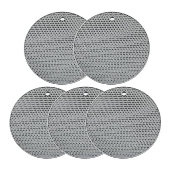 

mats & pads round silicone trivet mats,5 pack pot holders,dish drying mat non-slip heat resistant kitchen for counter