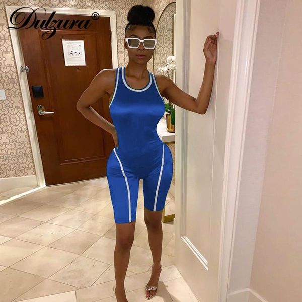 

women's jumpsuits & rompers dulzura 2021 summer women jumpsuit reflective fitness streetwear body clothes matching sets outfits patchwo, Black;white
