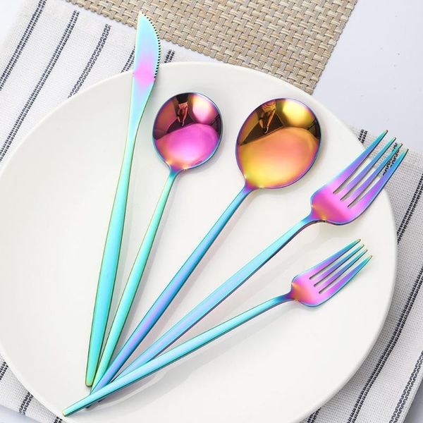 

spoons 20pcs upscale 5 colors dinnerware set stainless steel tableware knife fork coffee spoon flatware dishwasher safe cutlery