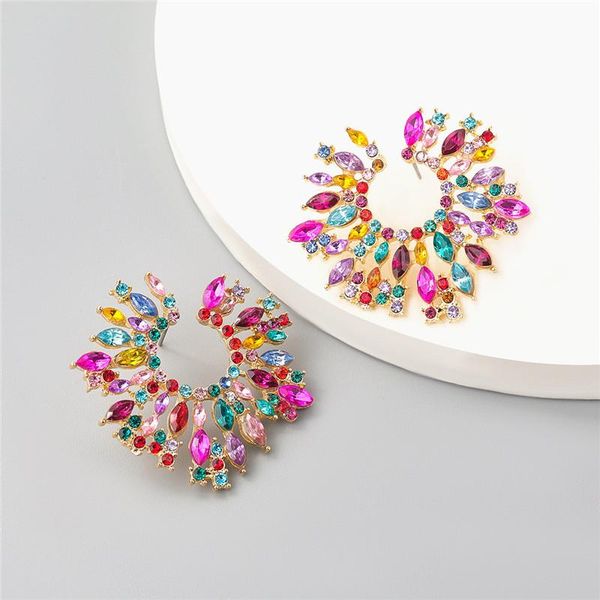 

stud lubov design metal colorful crystal earrings high-quality fashion rhinestones jewelry accessories for women wholesale, Golden;silver