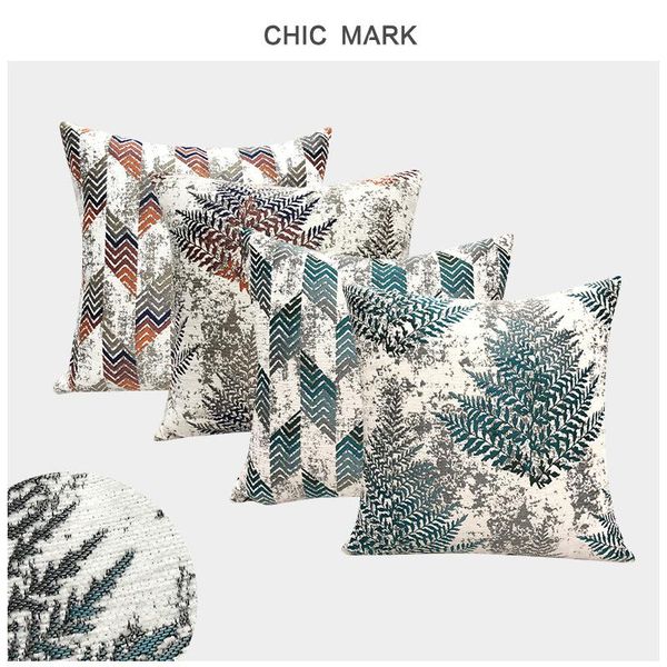

cushion/decorative pillow nordic geometric plant yarn-dyed jacquard sofa cushion cover for home living room couch car office nap pillowcase