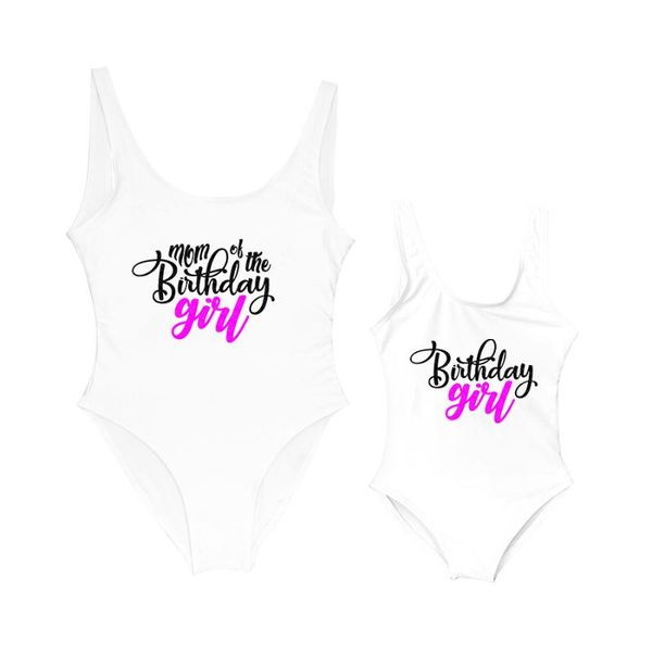 

swimwear girls' one piece swimsuit birthday girl letter printing bathing suit cute mom kid bathing suits bather